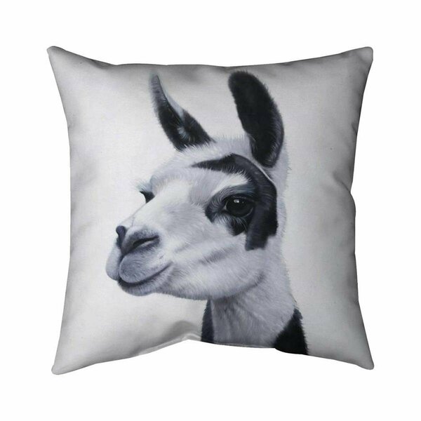 Fondo 20 x 20 in. Black & White Lama-Double Sided Print Indoor Pillow FO2774558